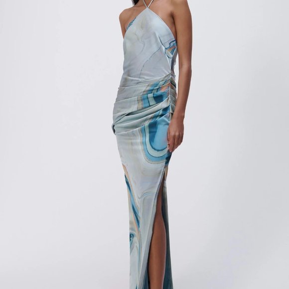NWT Jonathan Simhkai Hansel Satin Gown in Laguna, Size 0 - Picture 3 of 7